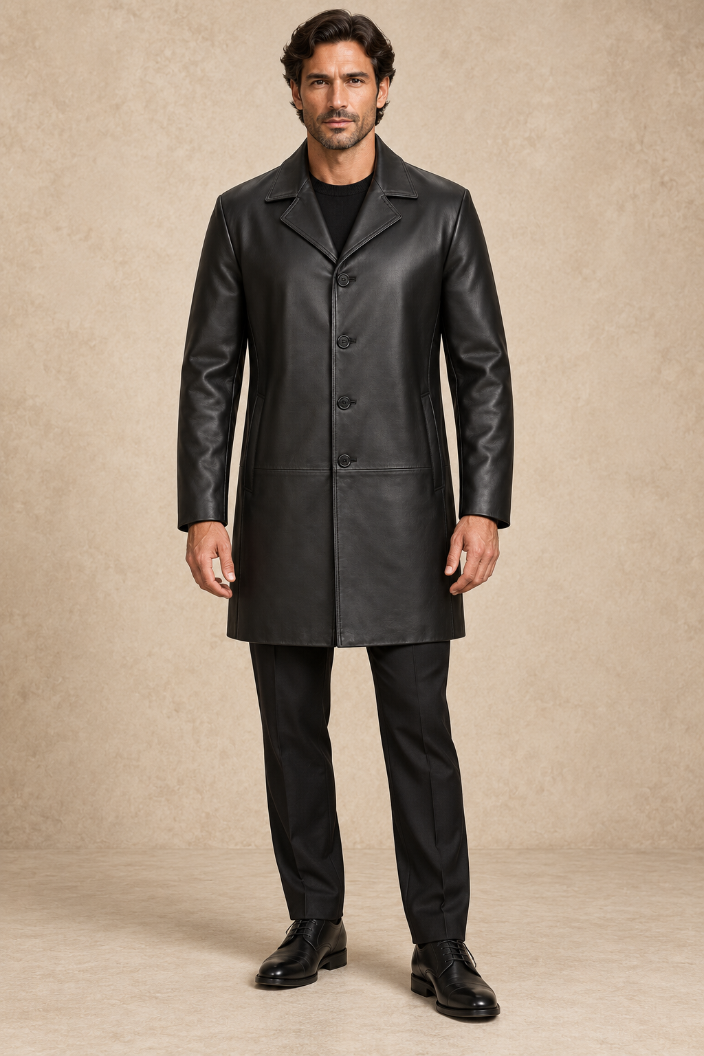 OSCAR — Manteau en cuir noir