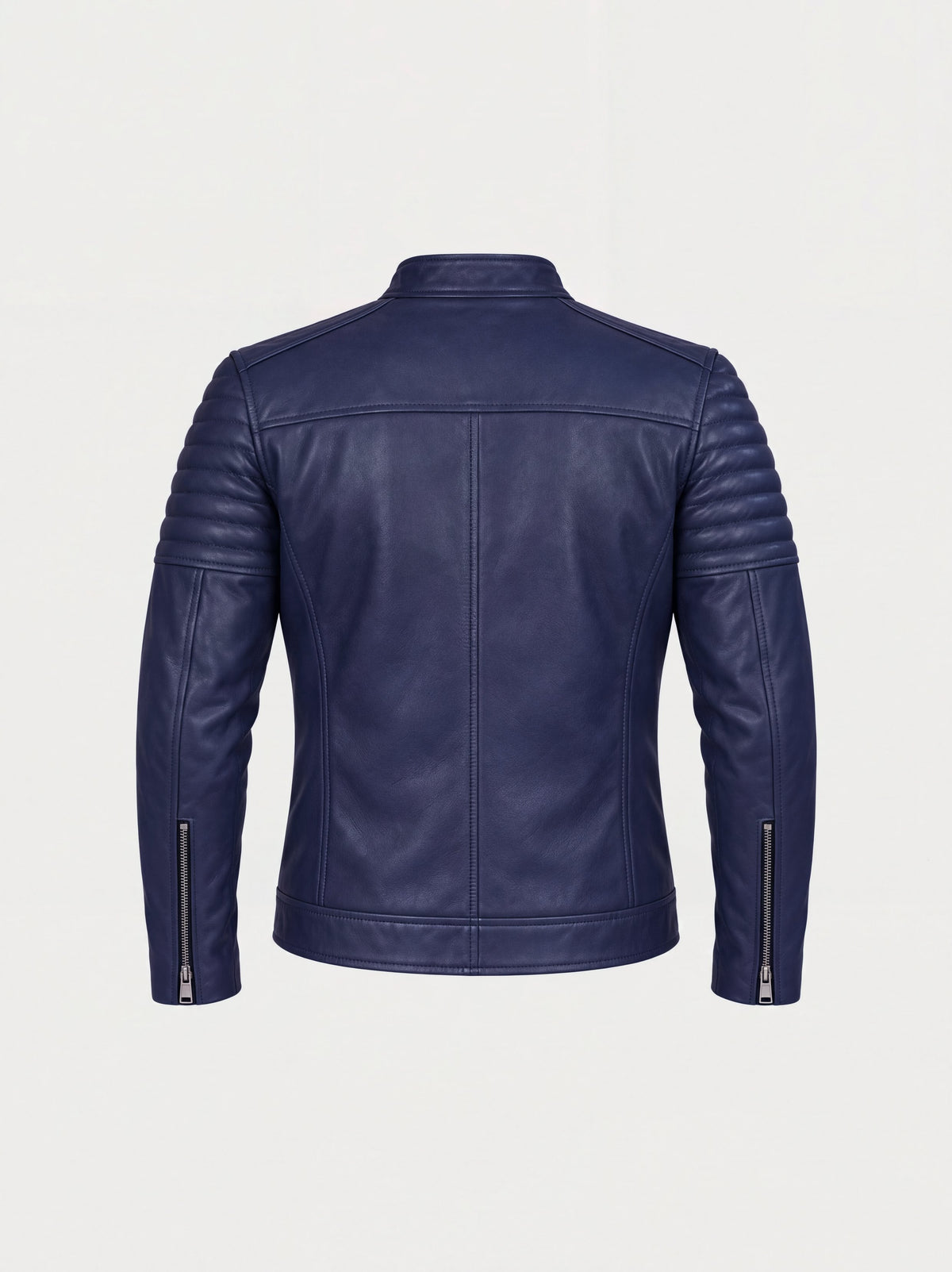 Racer Varenne en cuir d'agneau matelassé bleu marine, vue de dos