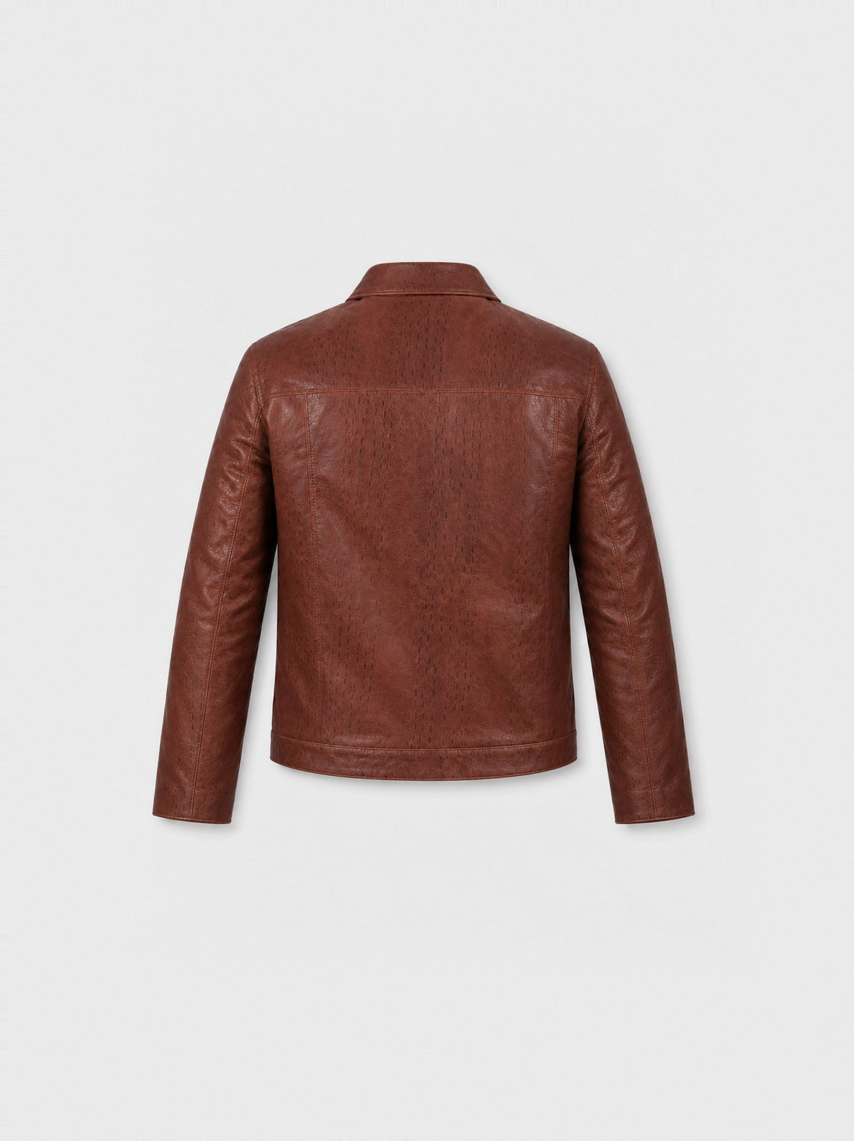 Veste-chemise OPHION Varenne en cuir de vachette châtaigne effet serpent, vue de dos