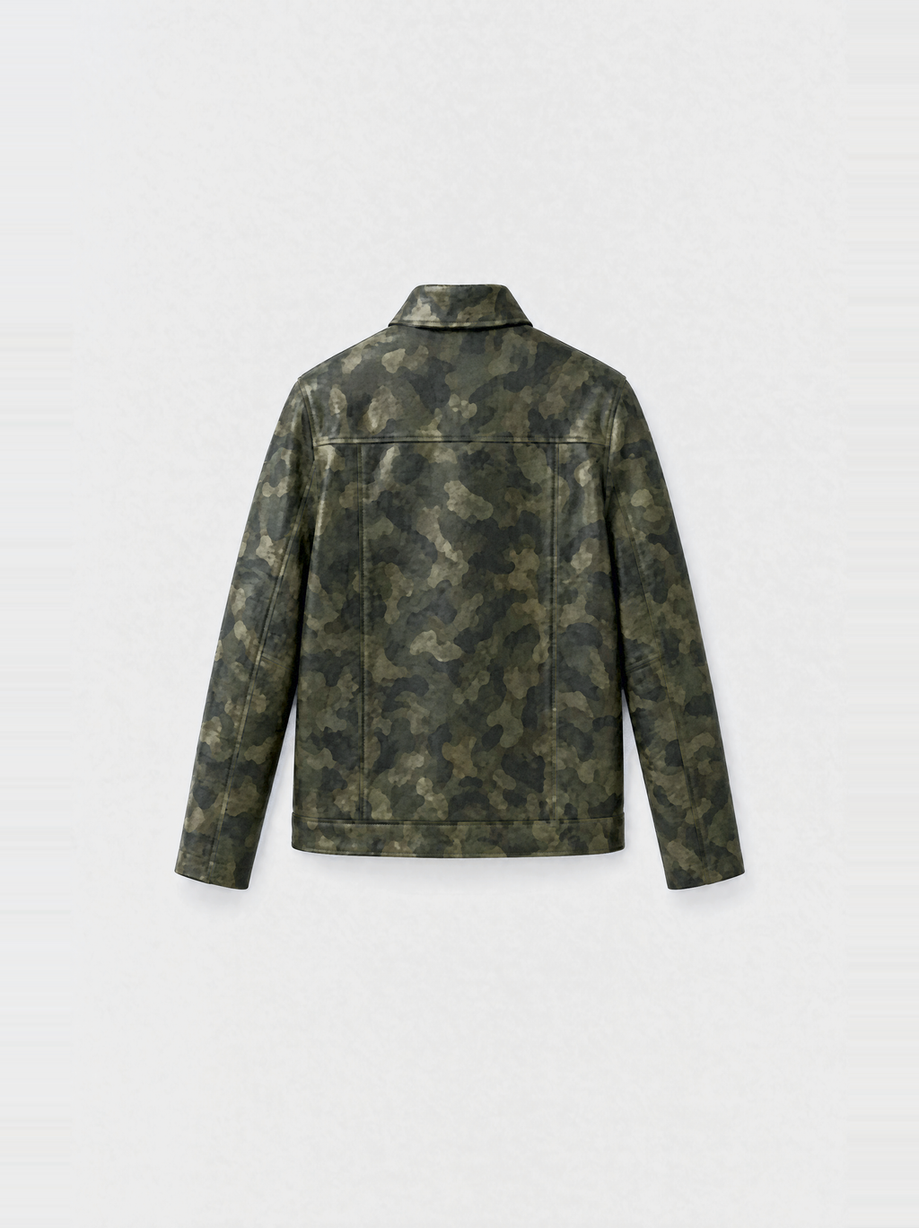 Veste-chemise Varenne en cuir de vachette camouflage, vue de dos
