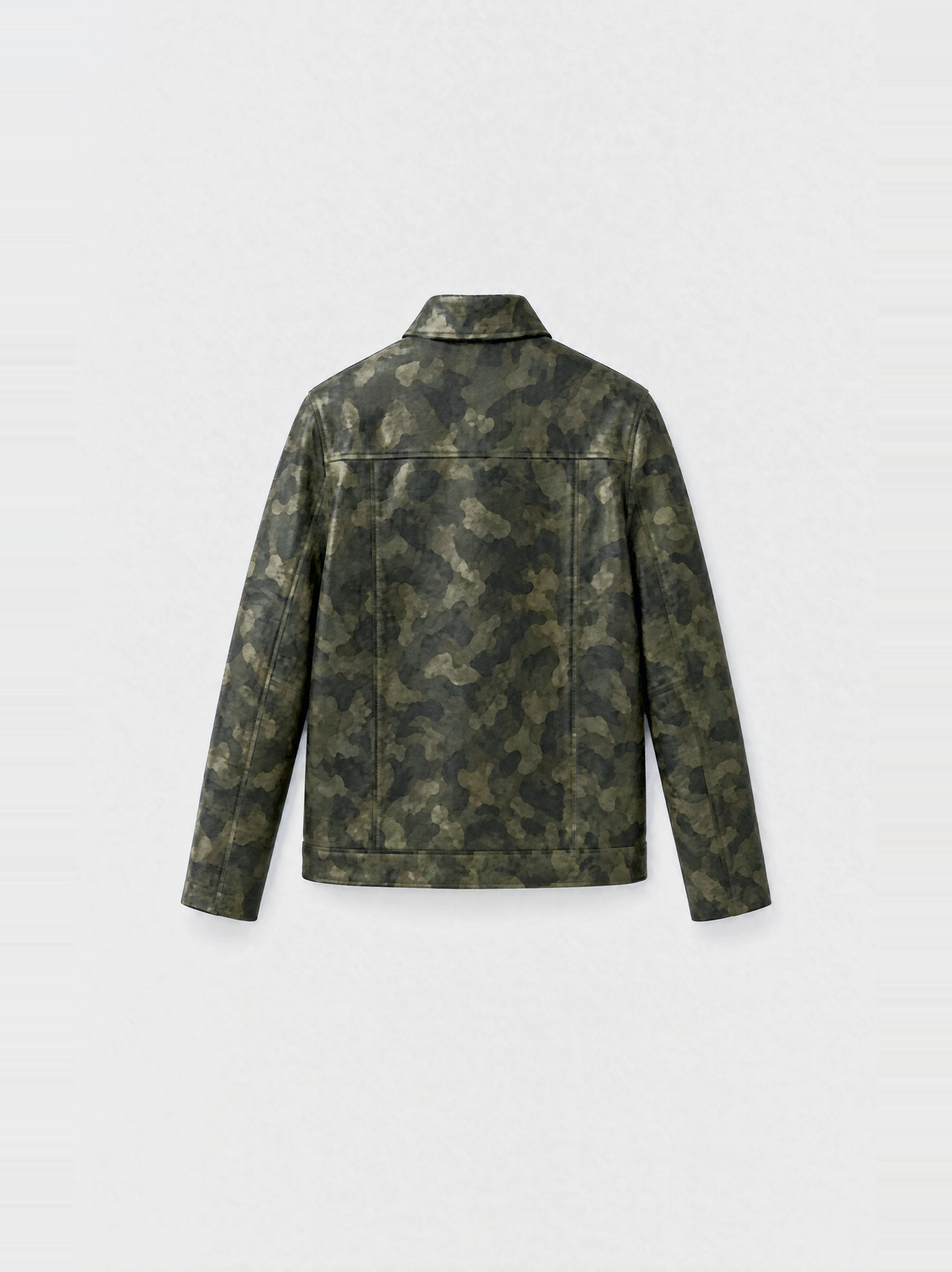 Veste-chemise Varenne en cuir de vachette camouflage, vue de dos