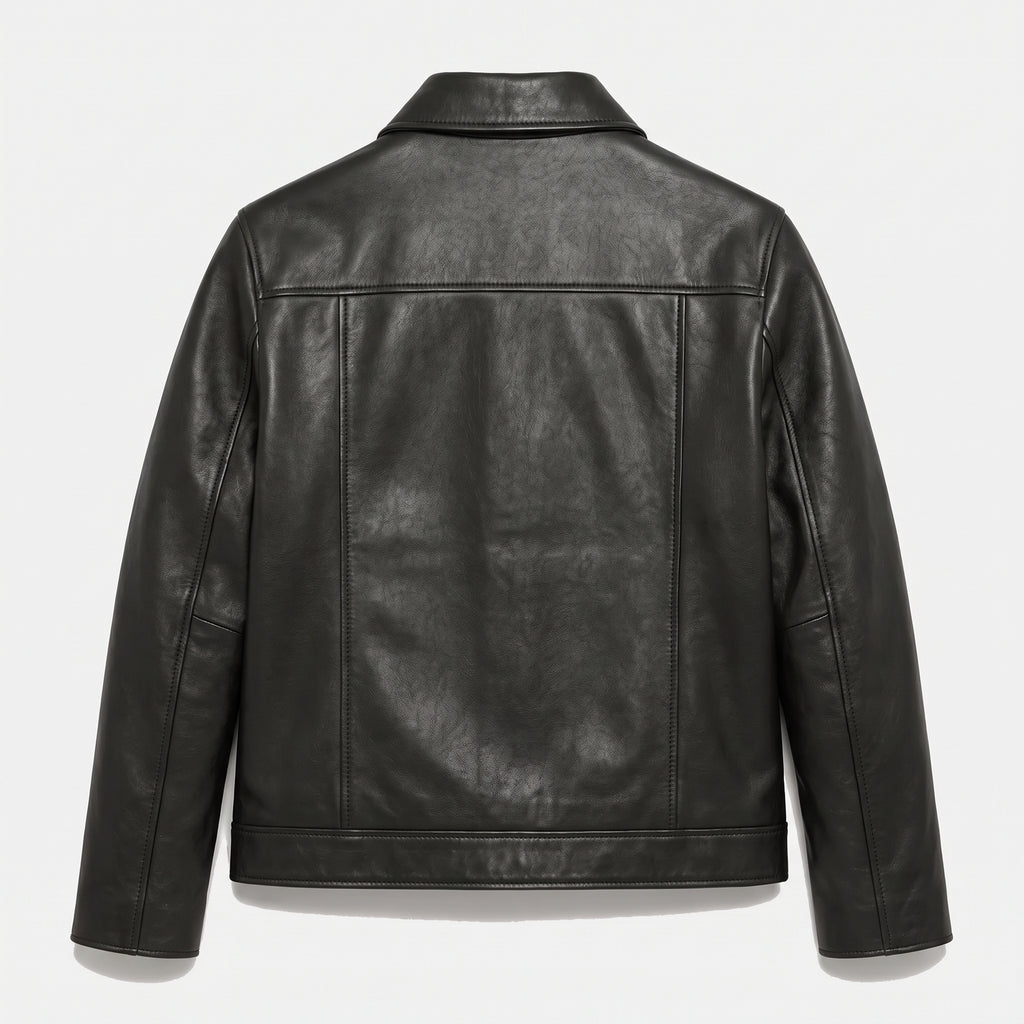 Veste Chemise Cuir — Noir lisse