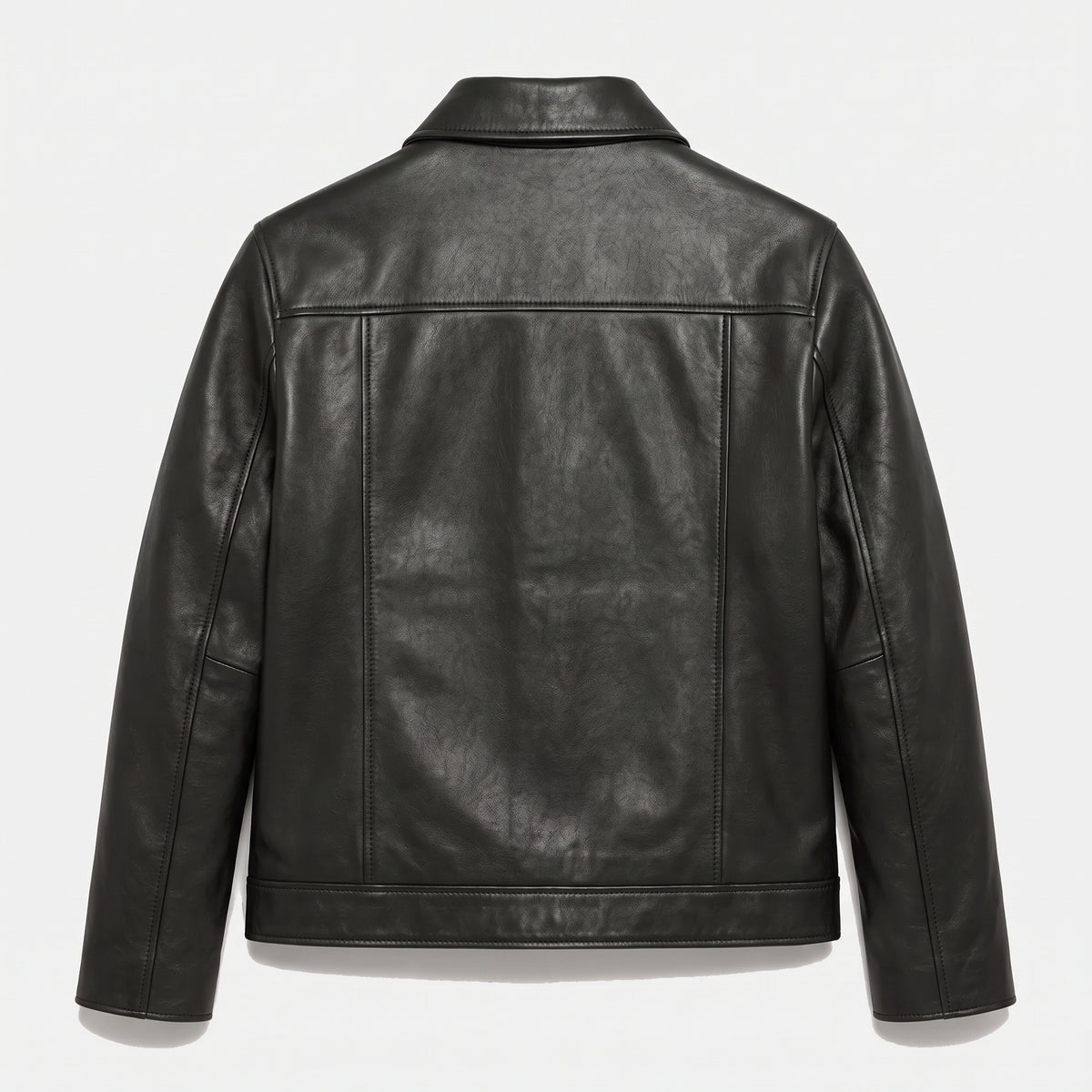 Veste Chemise Cuir — Noir lisse