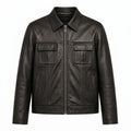Veste Chemise Cuir — Noir lisse