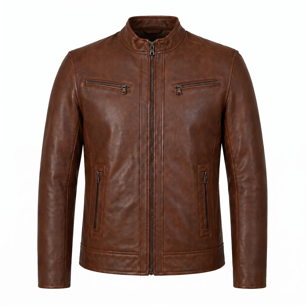 Blouson Zippé — Brun tabac