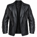 Veste Cuir à Franges — Noir — veste en cuir Maison Varenne