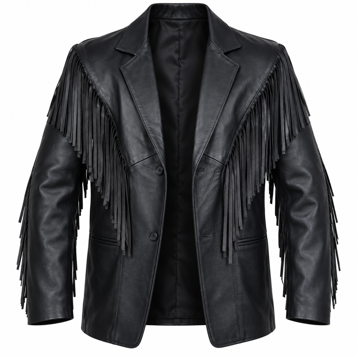 Veste Cuir à Franges — Noir — veste en cuir Maison Varenne
