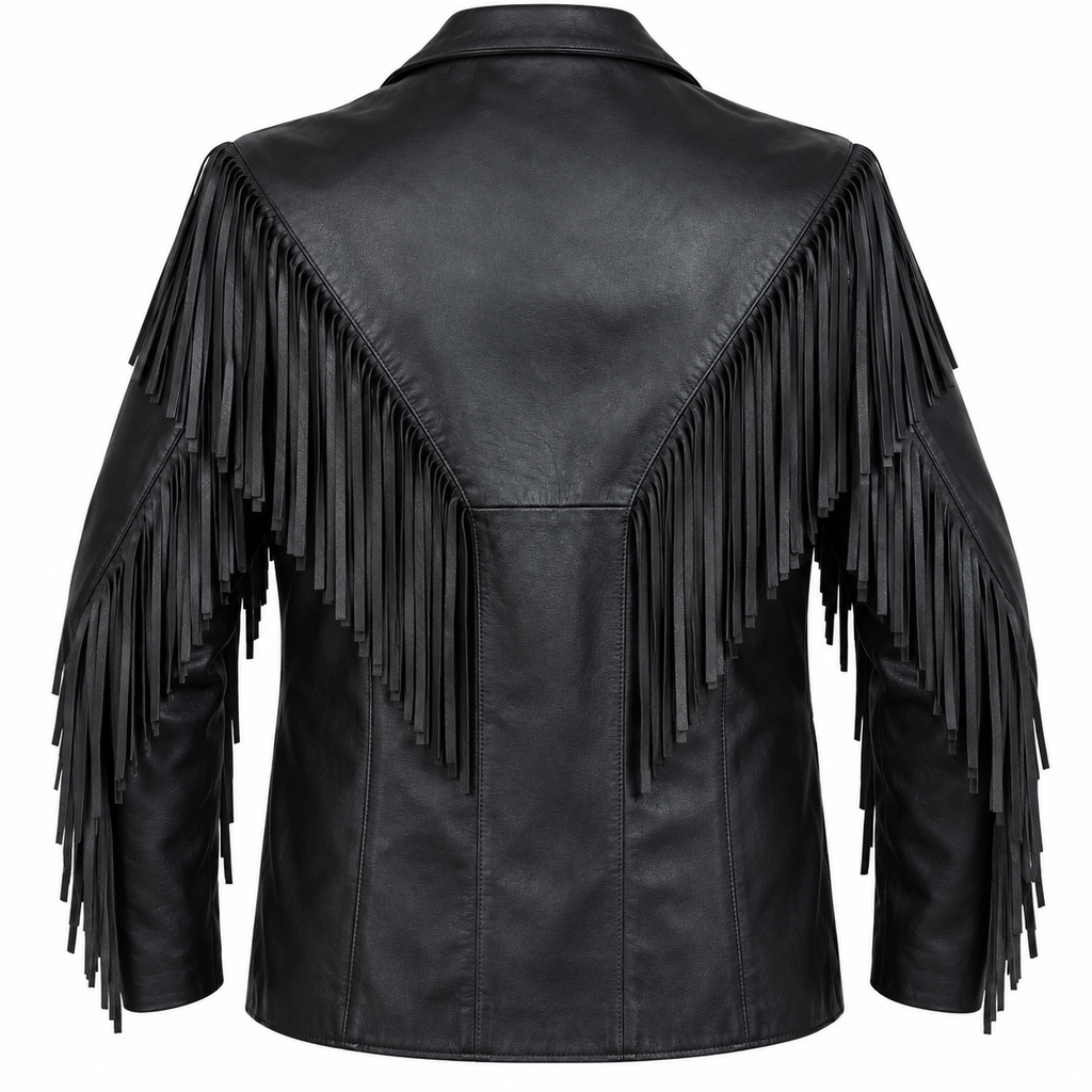 Veste Cuir à Franges — Noir — veste en cuir Maison Varenne