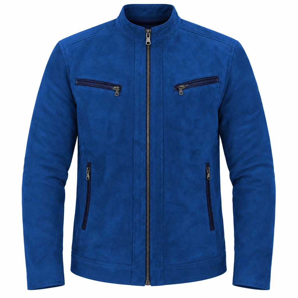 Blouson Daim — Bleu électrique — veste en daim Maison Varenne