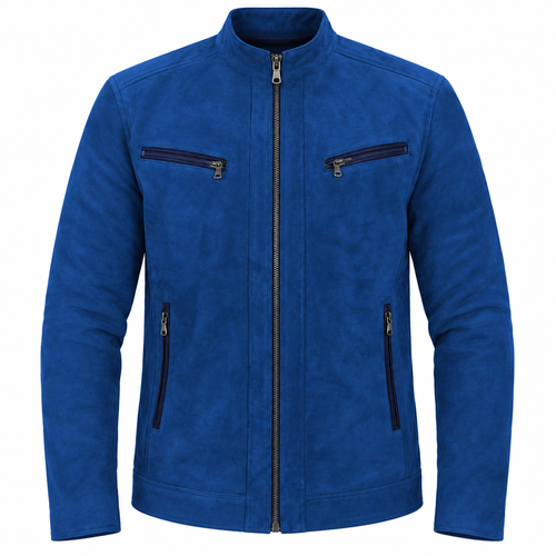 Blouson Daim — Bleu électrique — veste en daim Maison Varenne
