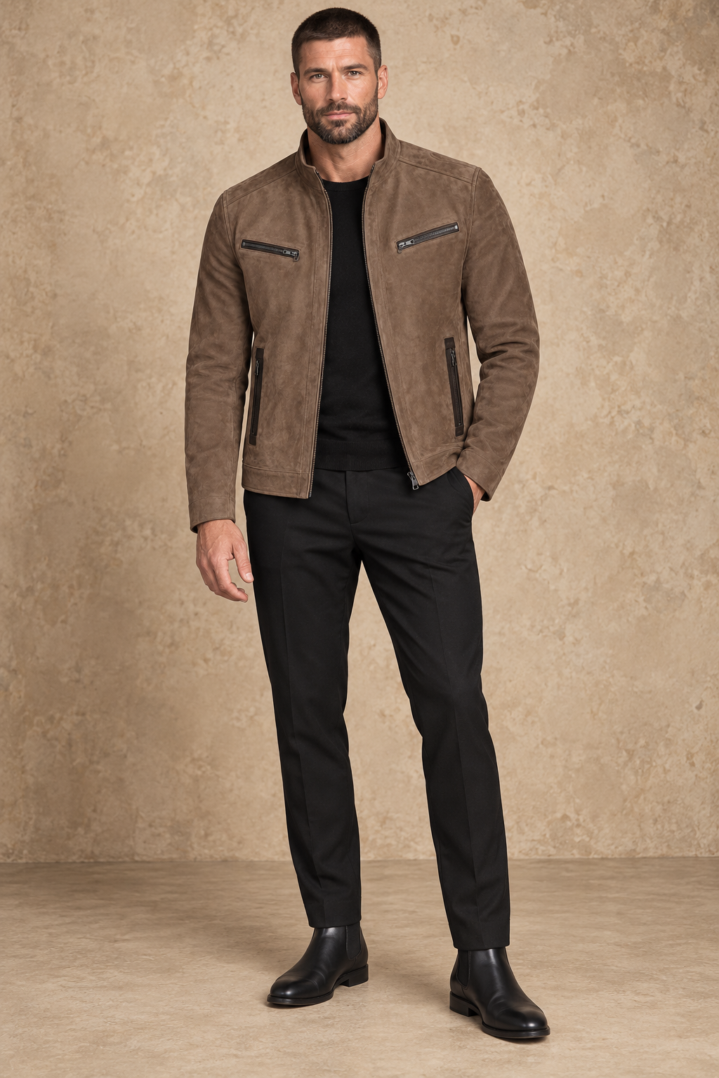 Blouson Daim — Taupe — veste en daim Maison Varenne