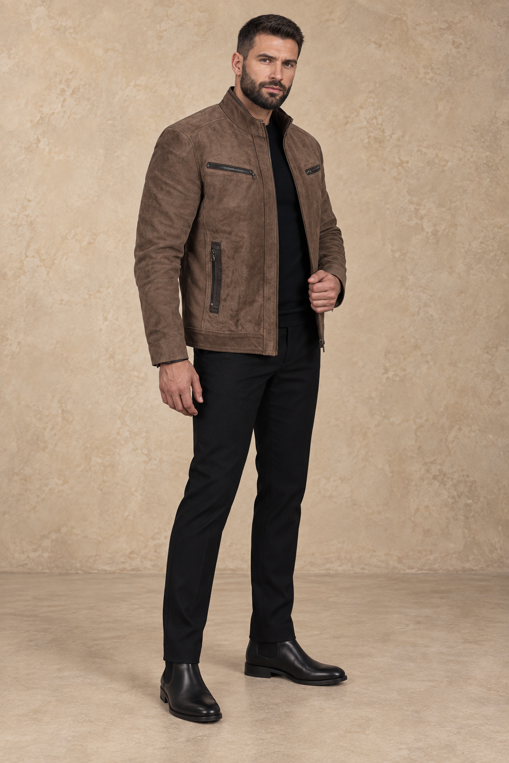 Blouson Daim — Taupe — veste en daim Maison Varenne