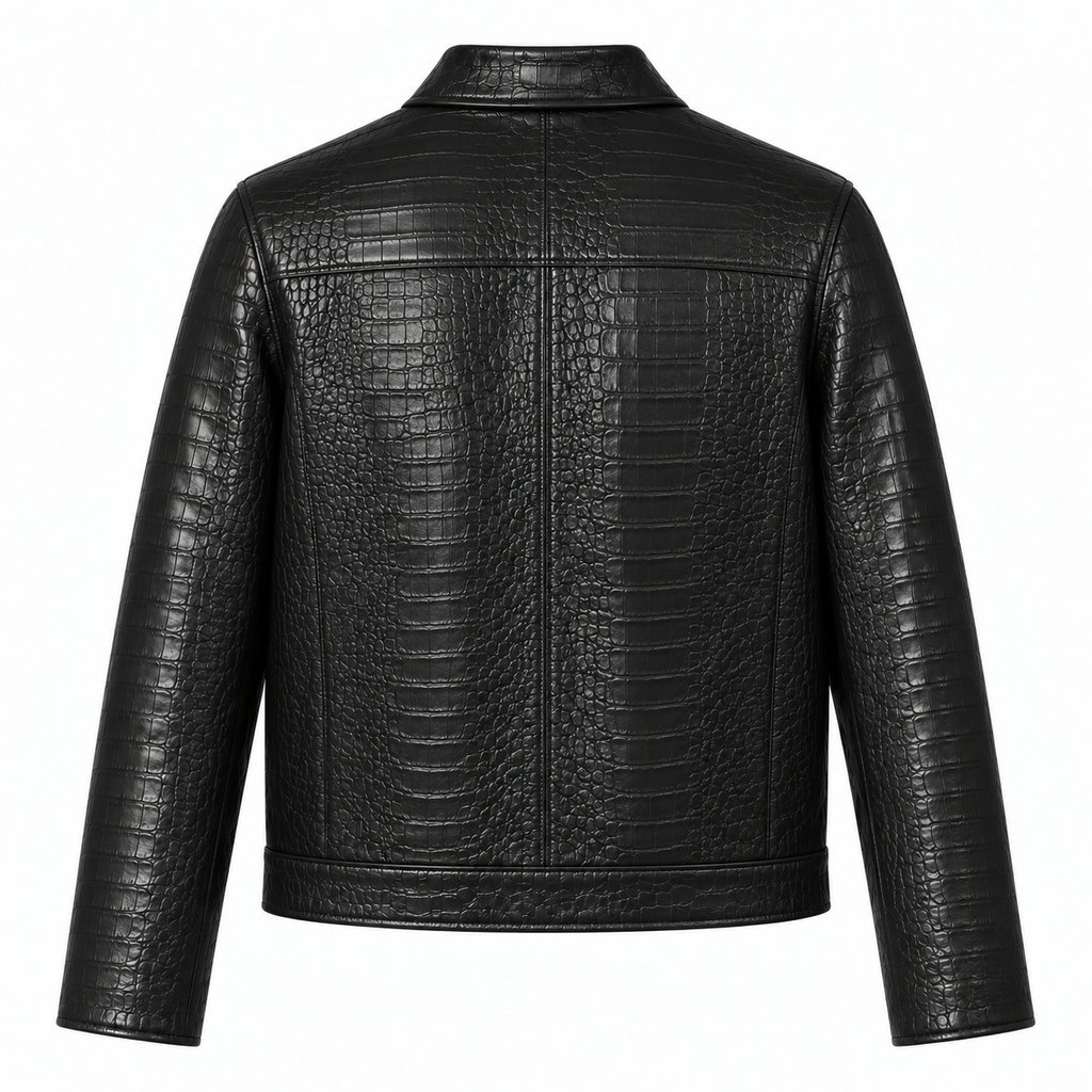 Veste Chemise Cuir — Noir croco — veste en cuir Maison Varenne
