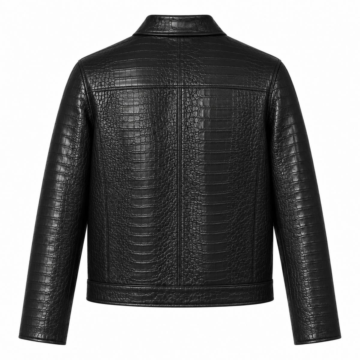 Veste Chemise Cuir — Noir croco — veste en cuir Maison Varenne
