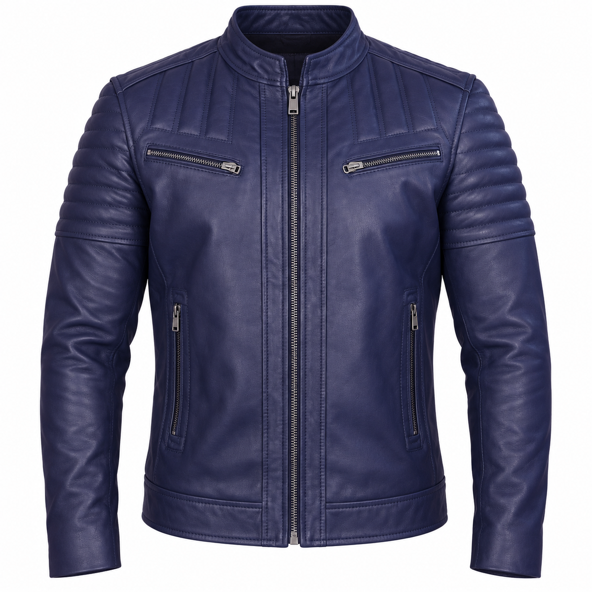 Racer Matelassé — Bleu marine — veste en cuir Maison Varenne
