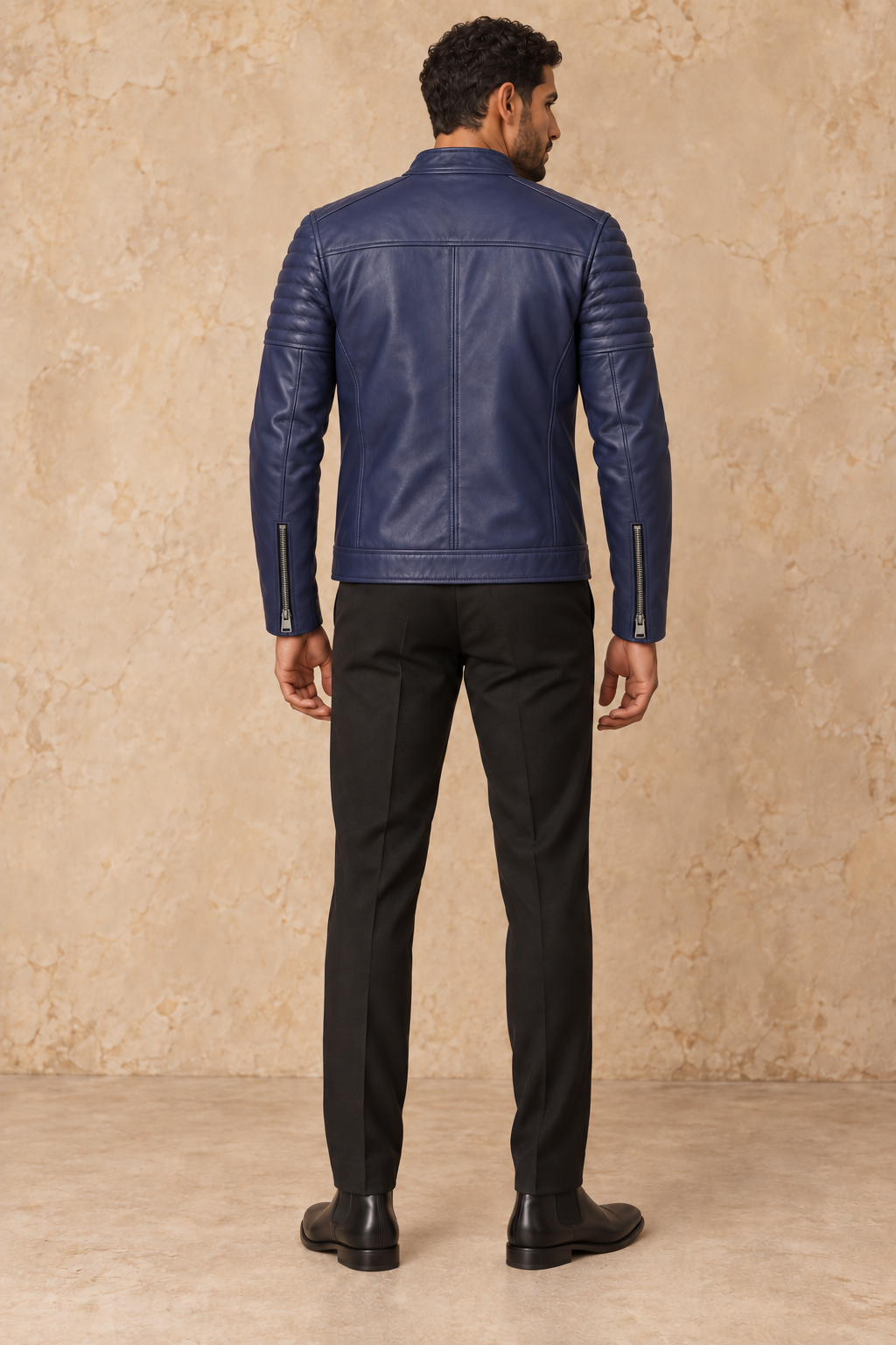 Racer Matelassé — Bleu marine — veste en cuir Maison Varenne