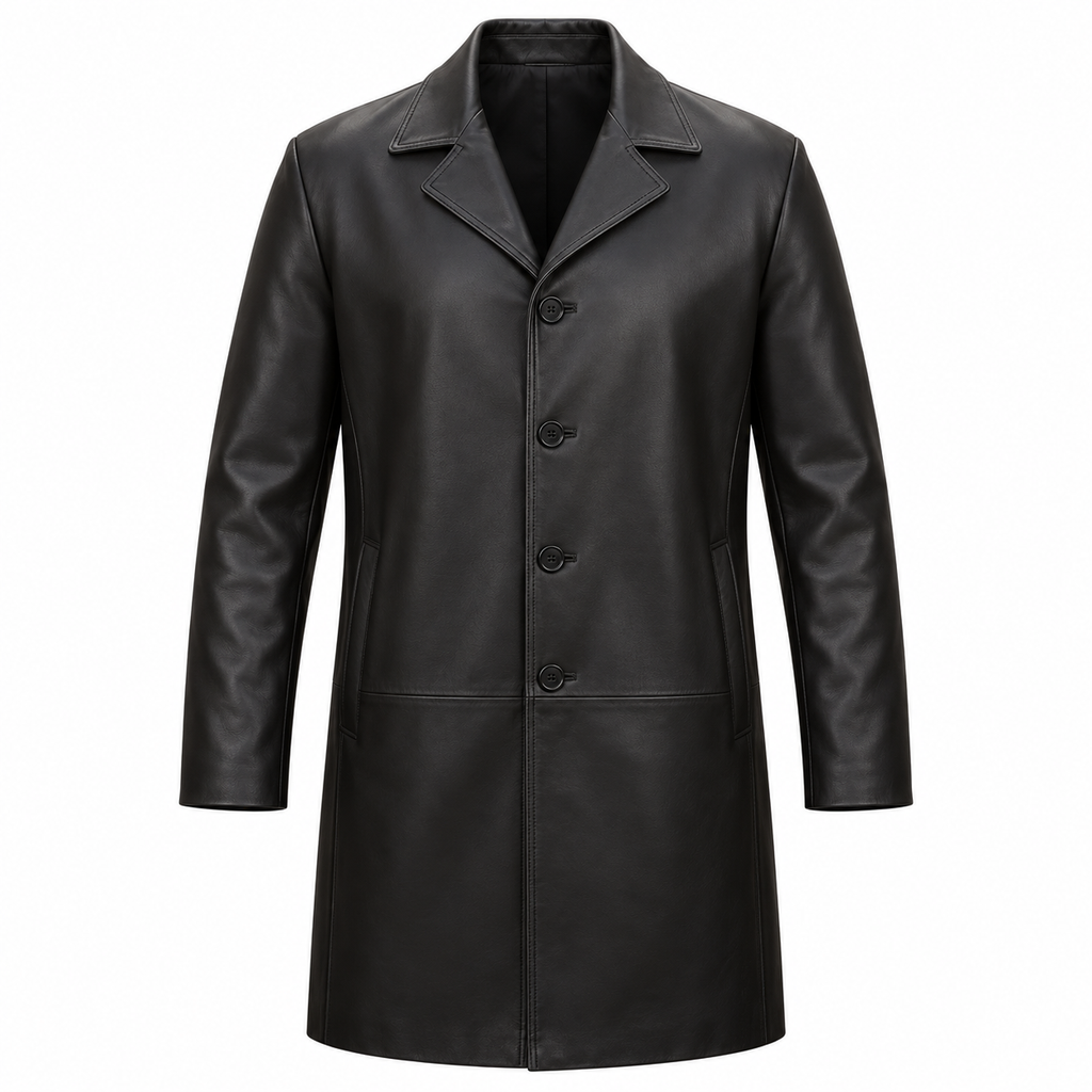 OSCAR — Manteau en cuir noir