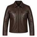 Veste Chemise Cuir  — Chocolat Lisse