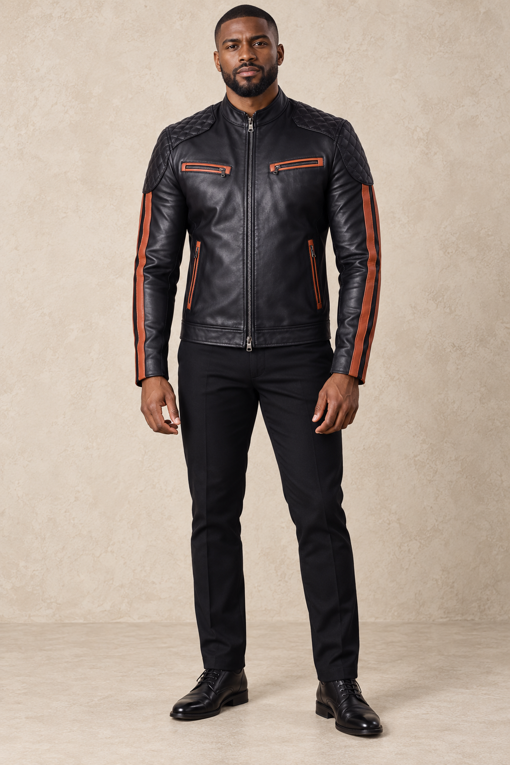 Racer Matelassé à bandes — Noir