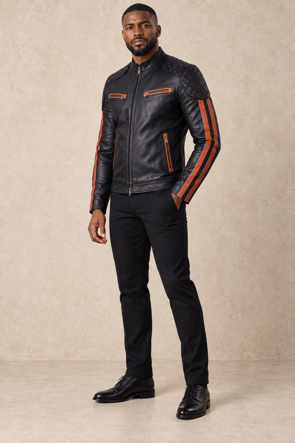 Racer Matelassé à bandes — Noir