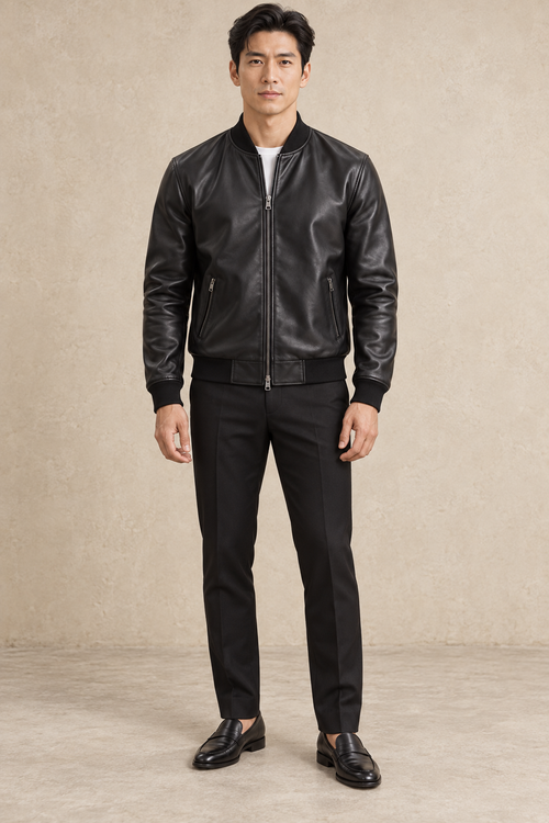 Bomber Cuir — Noir lisse