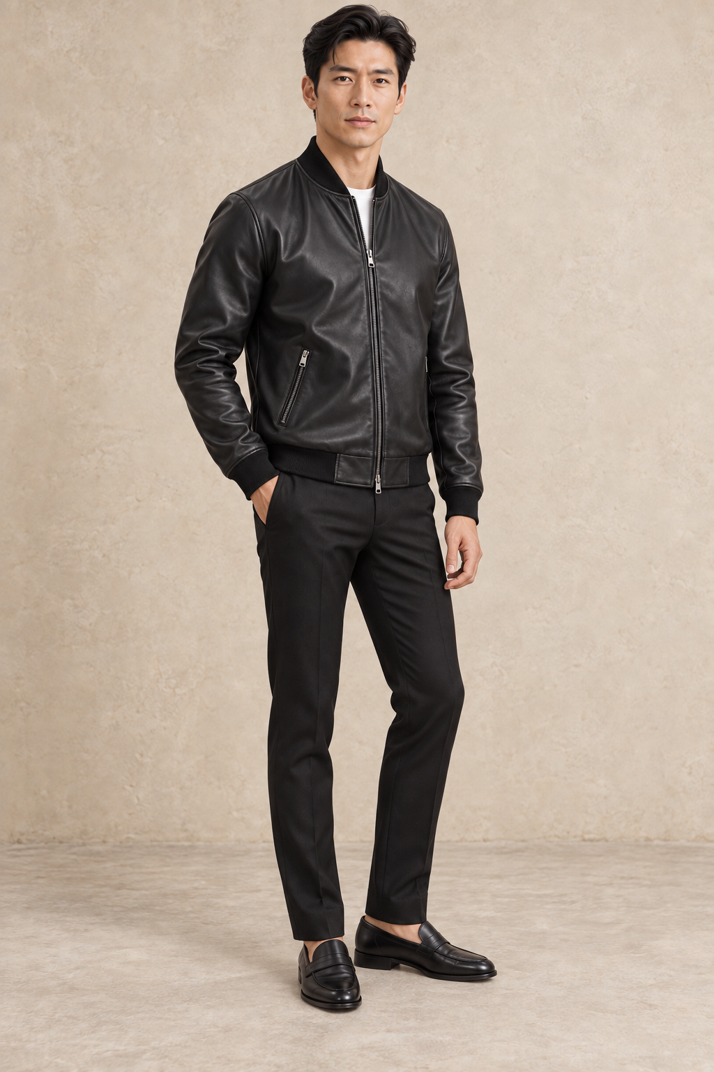 Bomber Cuir — Noir lisse