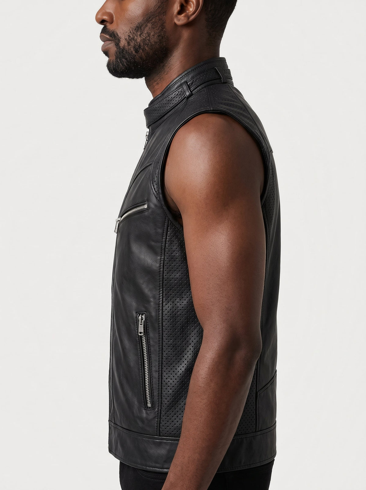 Gilet Racer en cuir Maison Varenne, coloris noir