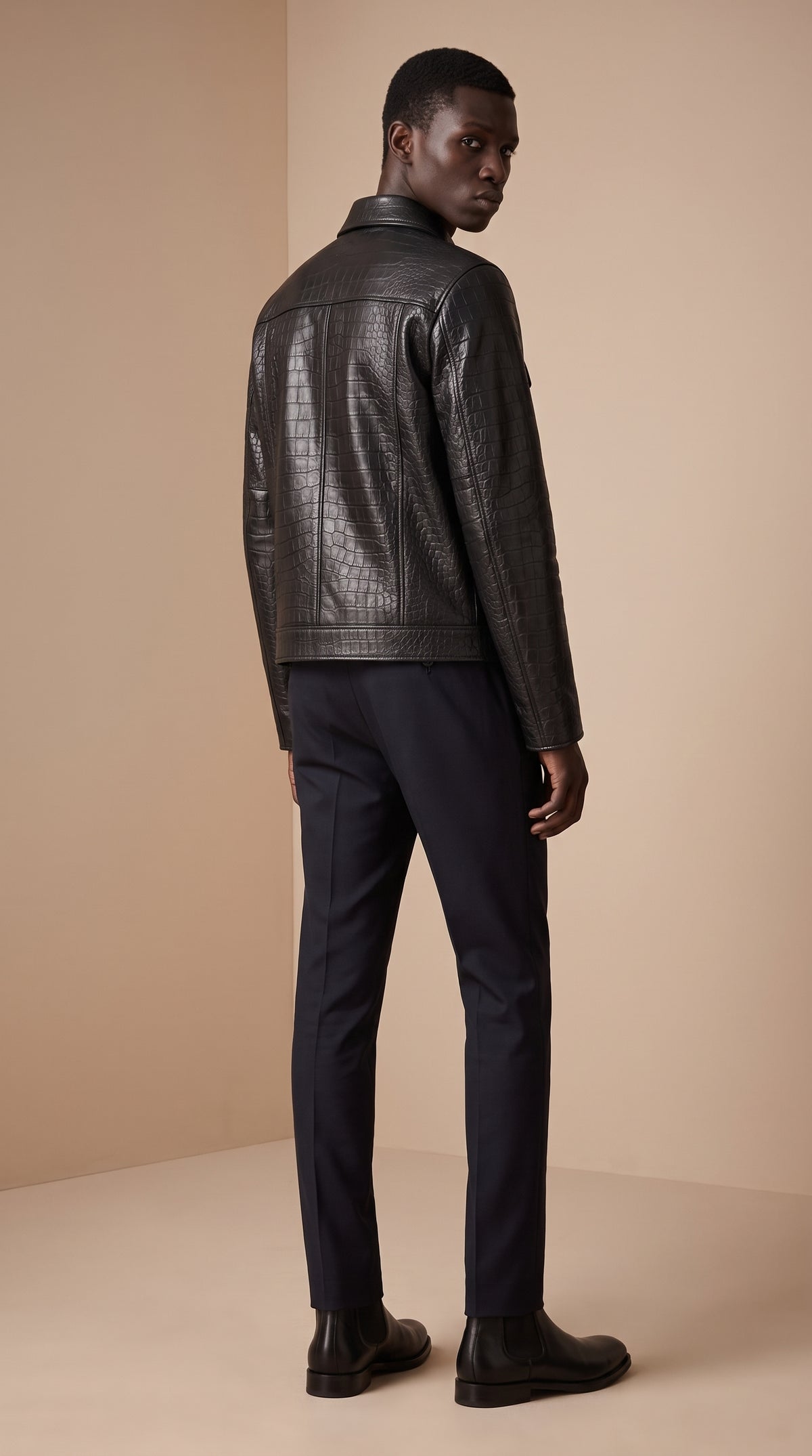 Veste Chemise Cuir — Noir croco
