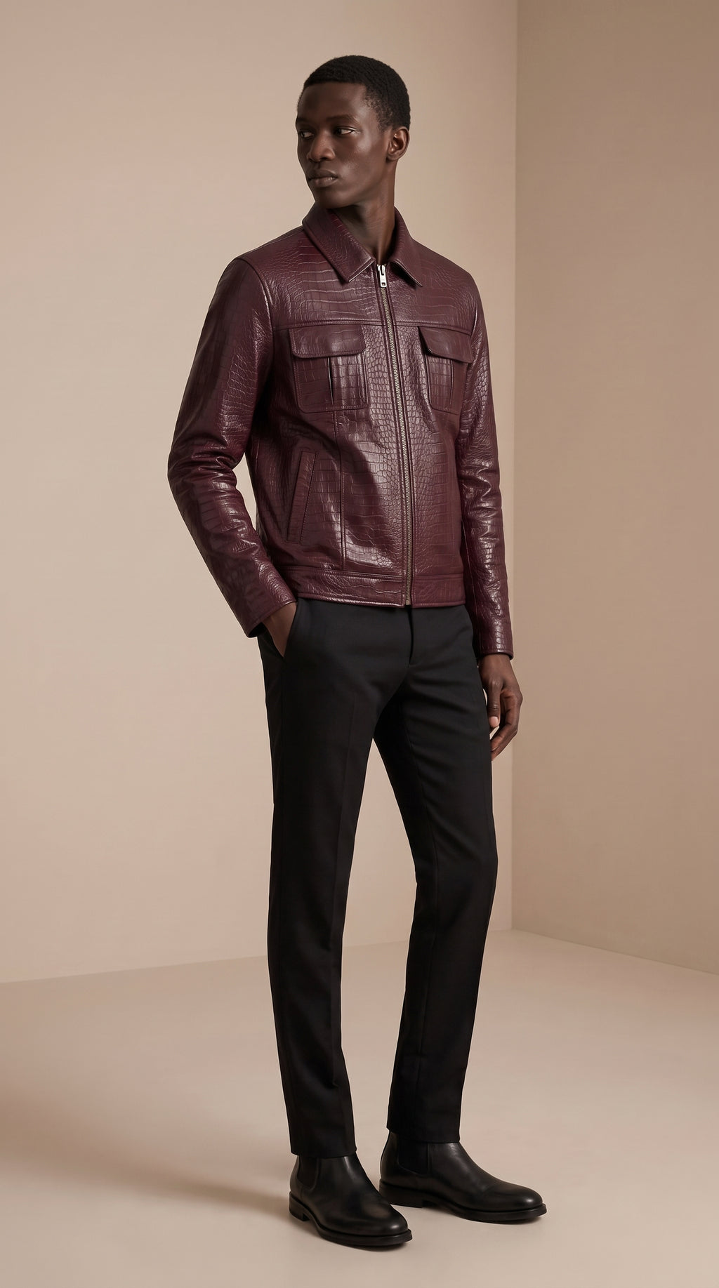 Veste Chemise Croco Bordeau