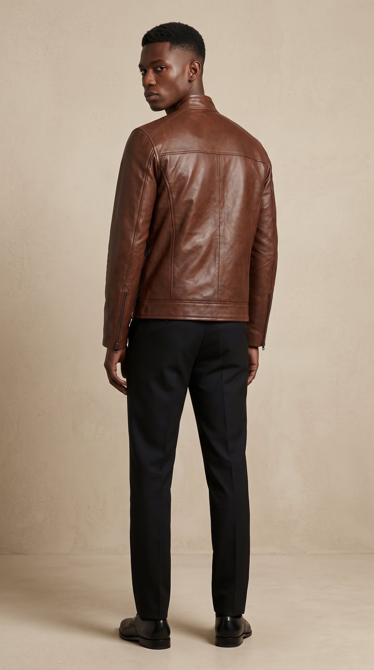 Blouson Zippé — Brun tabac
