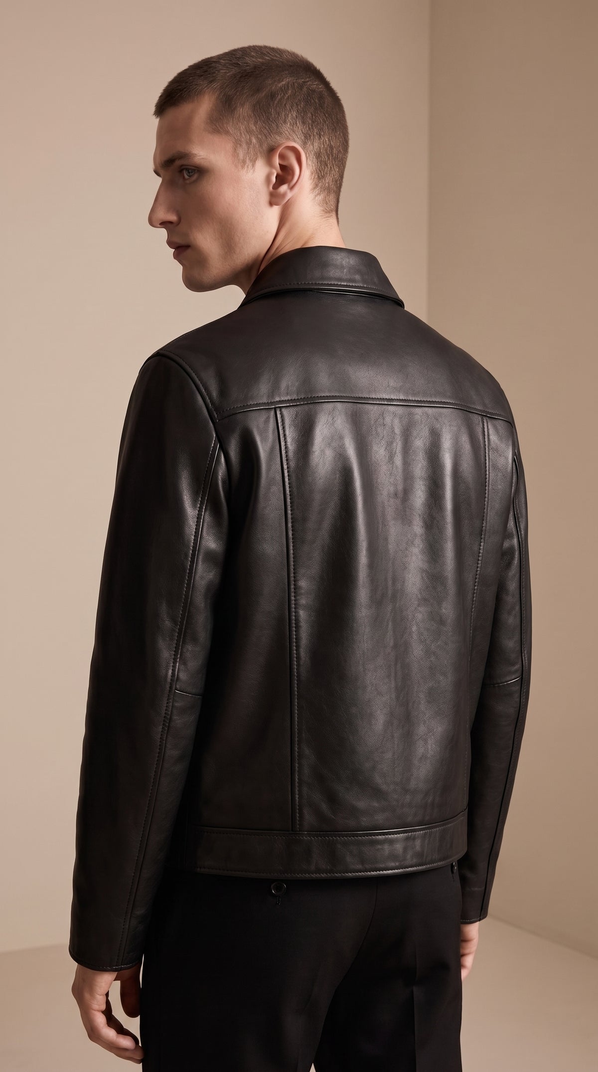 Veste Chemise Cuir — Noir lisse