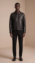 Veste Chemise Cuir — Noir croco