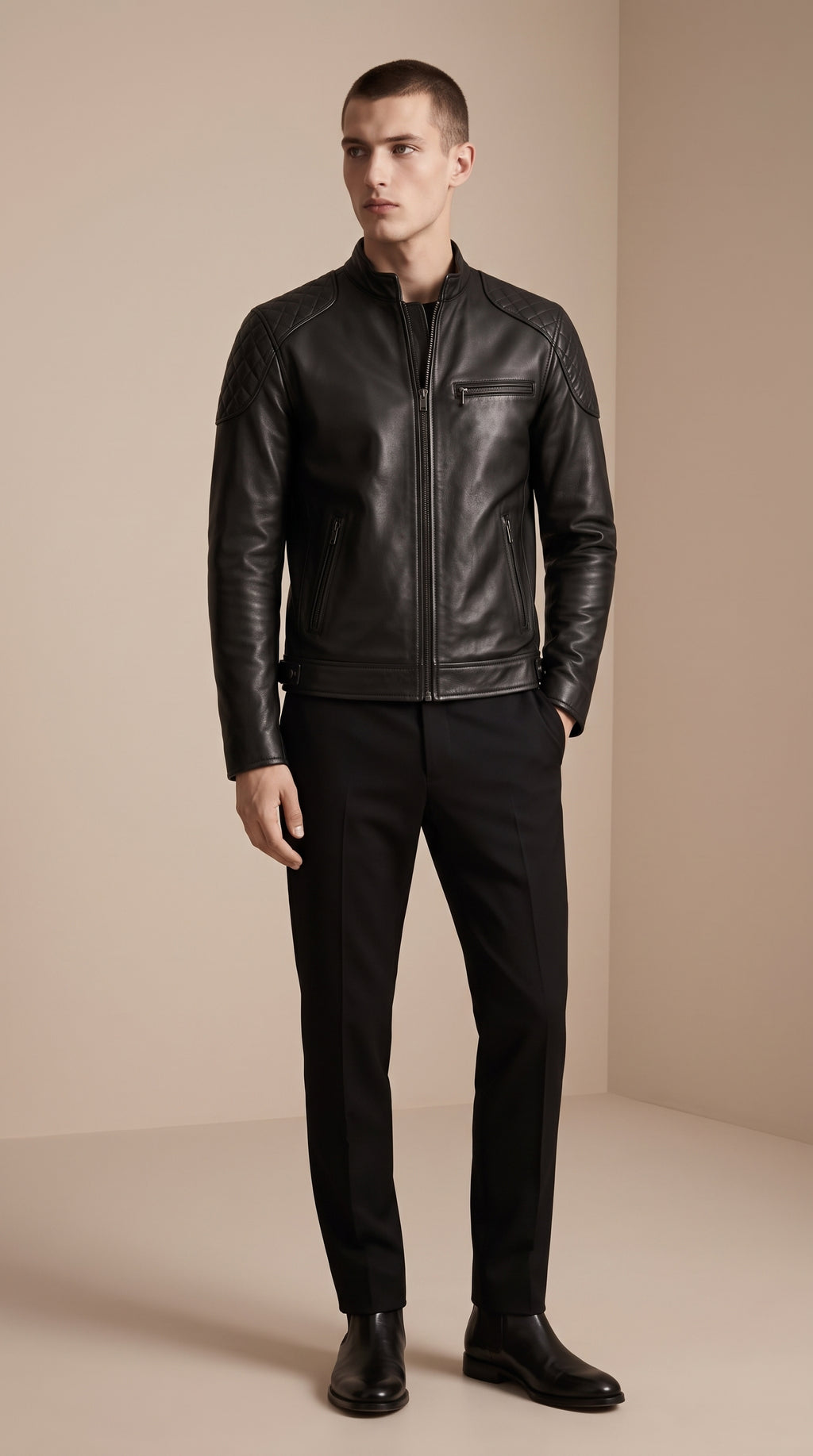 Racer Épaules Matelassées — Noir