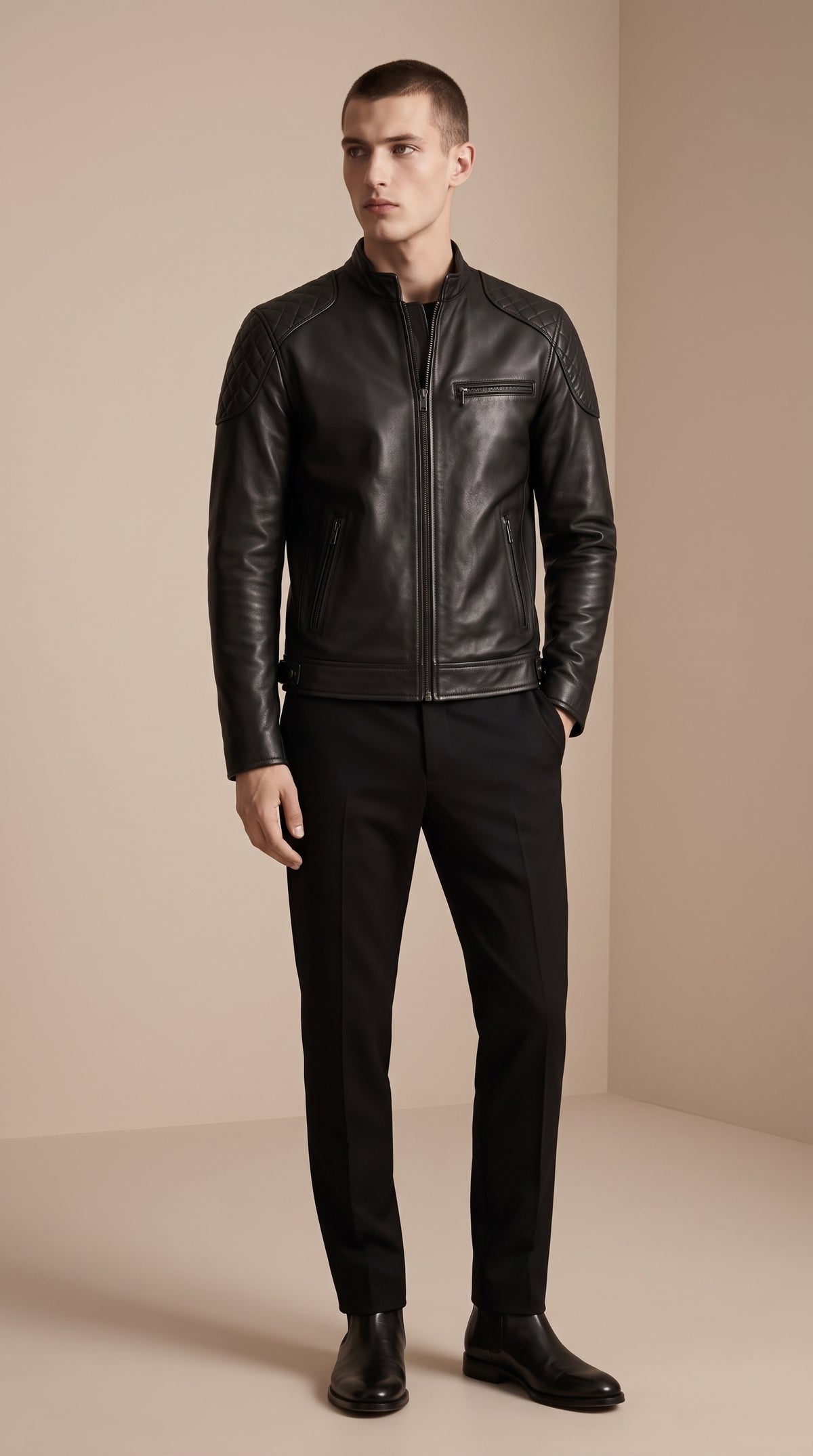 Racer Épaules Matelassées — Noir