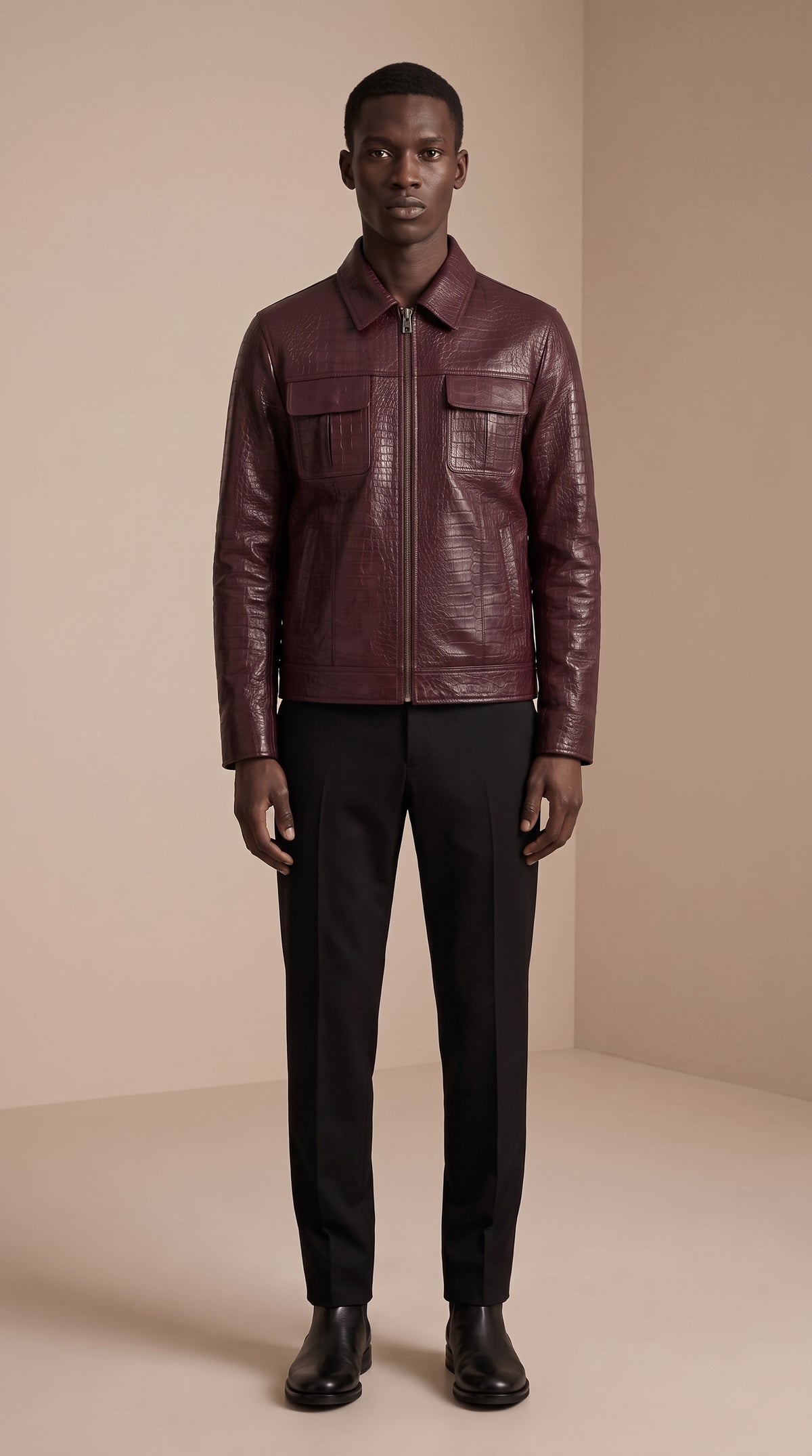 Veste Chemise Croco Bordeau