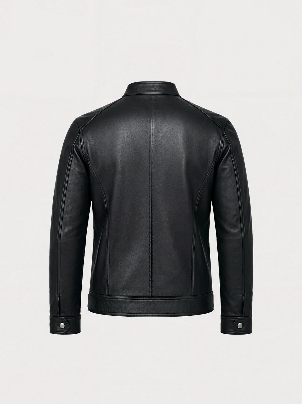 Café Racer épuré Varenne en cuir d'agneau noir, vue de dos