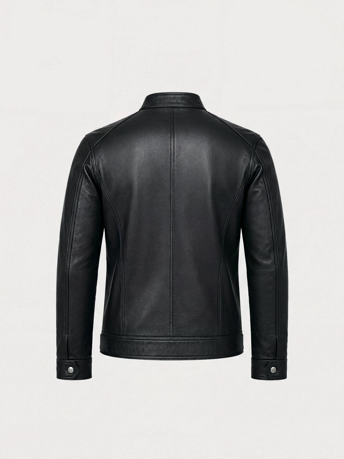 Café Racer épuré Varenne en cuir d'agneau noir, vue de dos