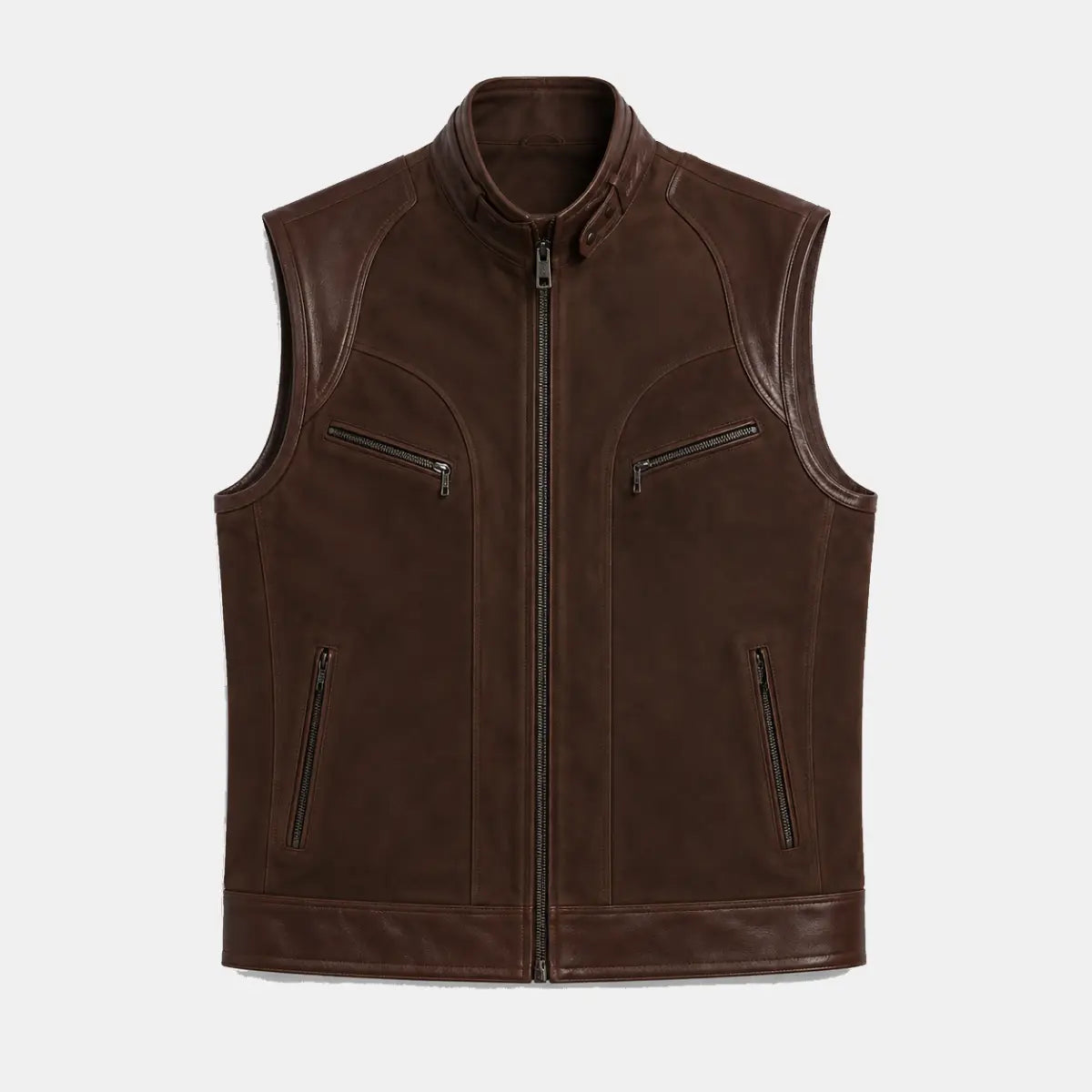 Gilet Racer — Brun nubuck