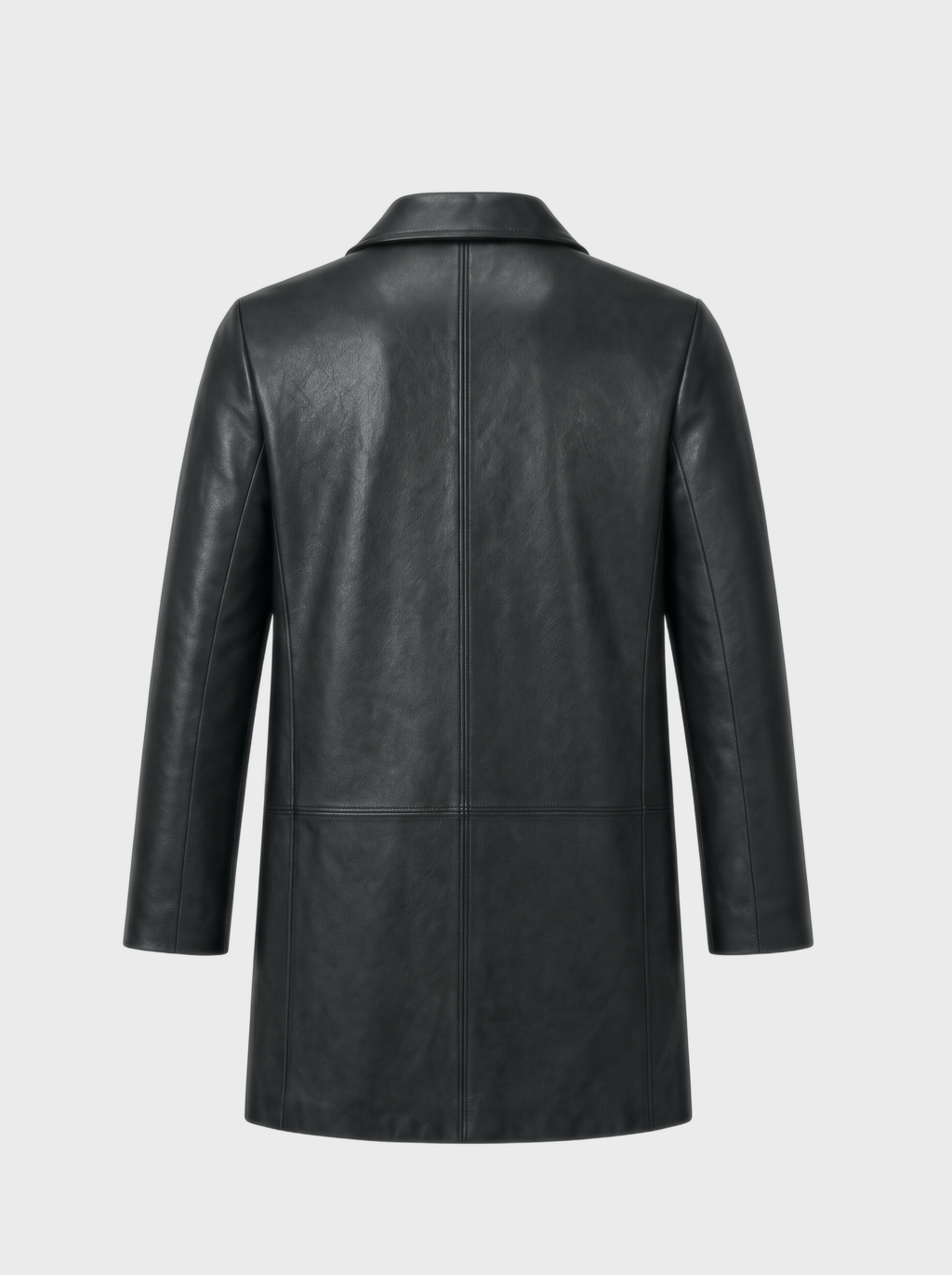 Men's OSCAR black lambskin leather coat, back view