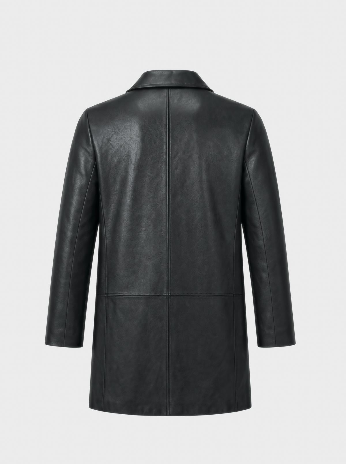 Manteau OSCAR en cuir d'agneau noir, vue de dos