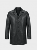 Men's OSCAR black lambskin leather coat, front view