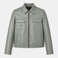 Veste Chemise Cuir — Sauge croco