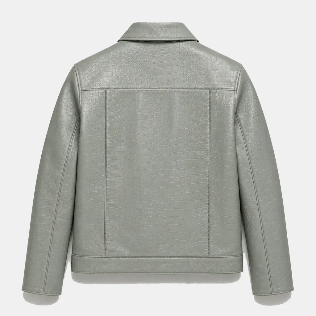 Veste Chemise Cuir — Sauge croco